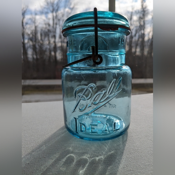 Ball Mason Jars Blue/Aqua lot of 2 PAT D July 14, 1908 pint/quart canning - Picture 8 of 16